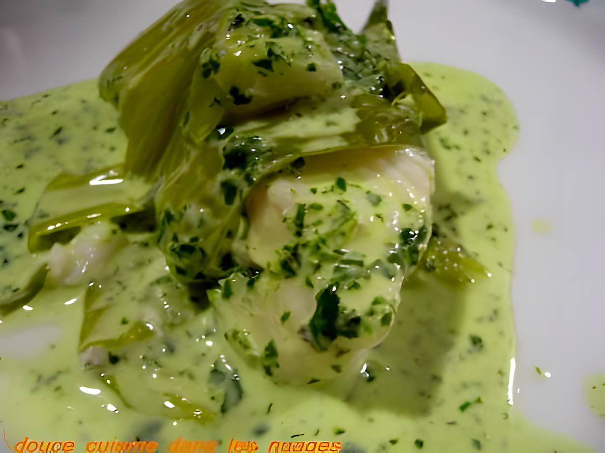 recette Lotte vapeur et sa sauce verte