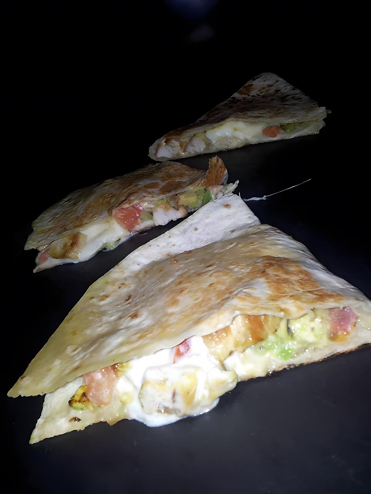 recette Quesadillas au poulet-mozzarella et guacamole