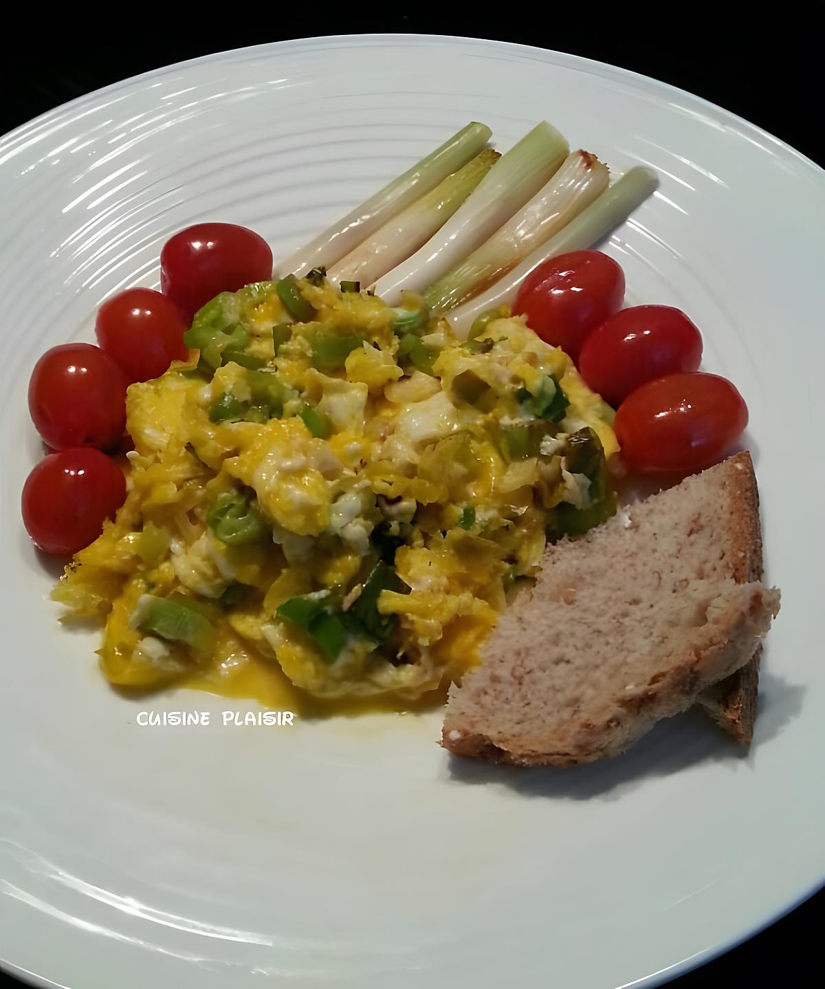 recette Brouillade d'oeufs aux oignons nouveaux