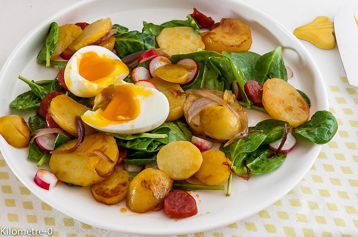 recette Pommes de terre sautées au chorizo et oeuf mollet