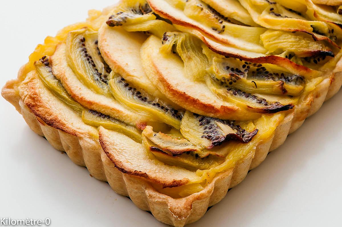 recette Tarte à la crème pommes kiwis