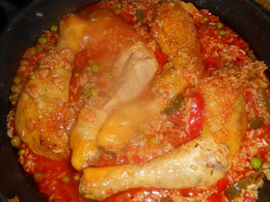 Recette de Cuisses de poulet riz au chorizo