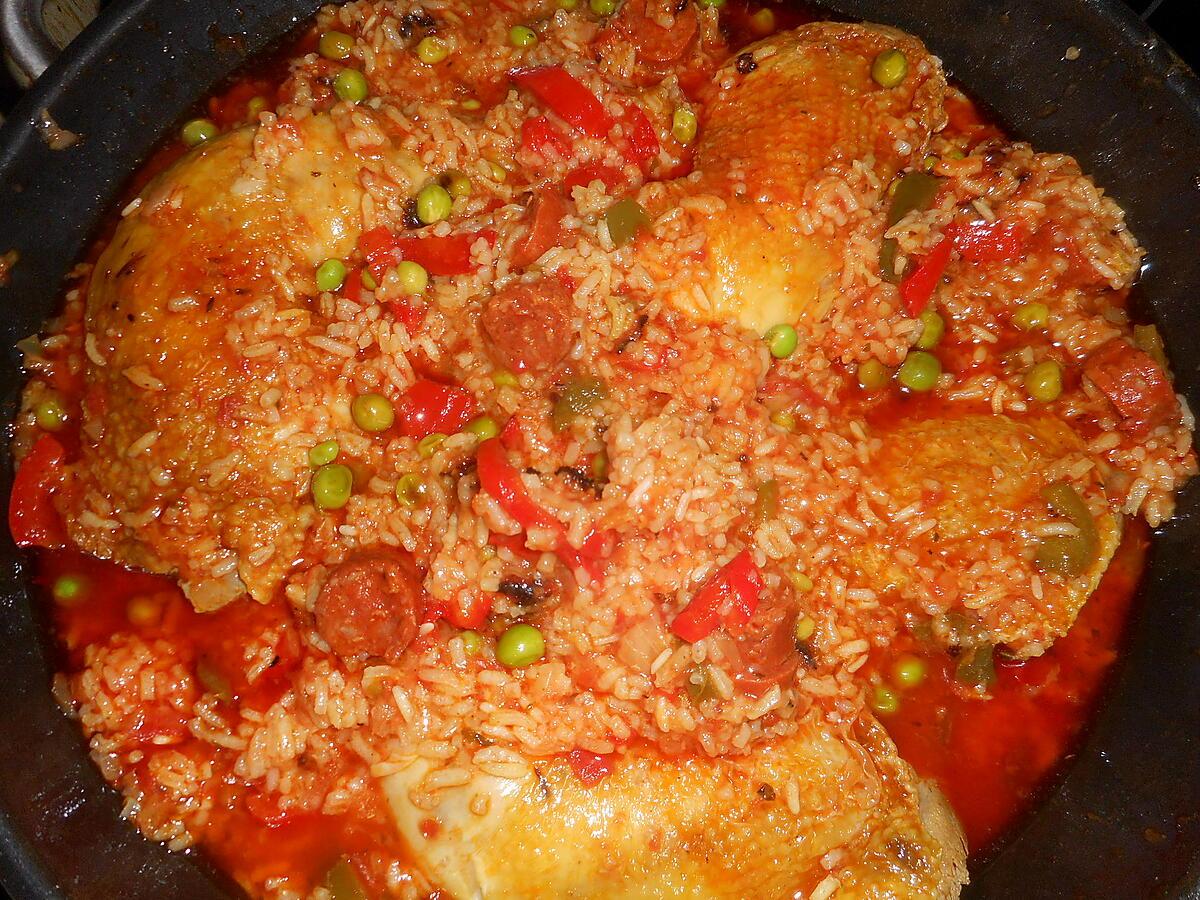 recette Cuisses de poulet riz au chorizo