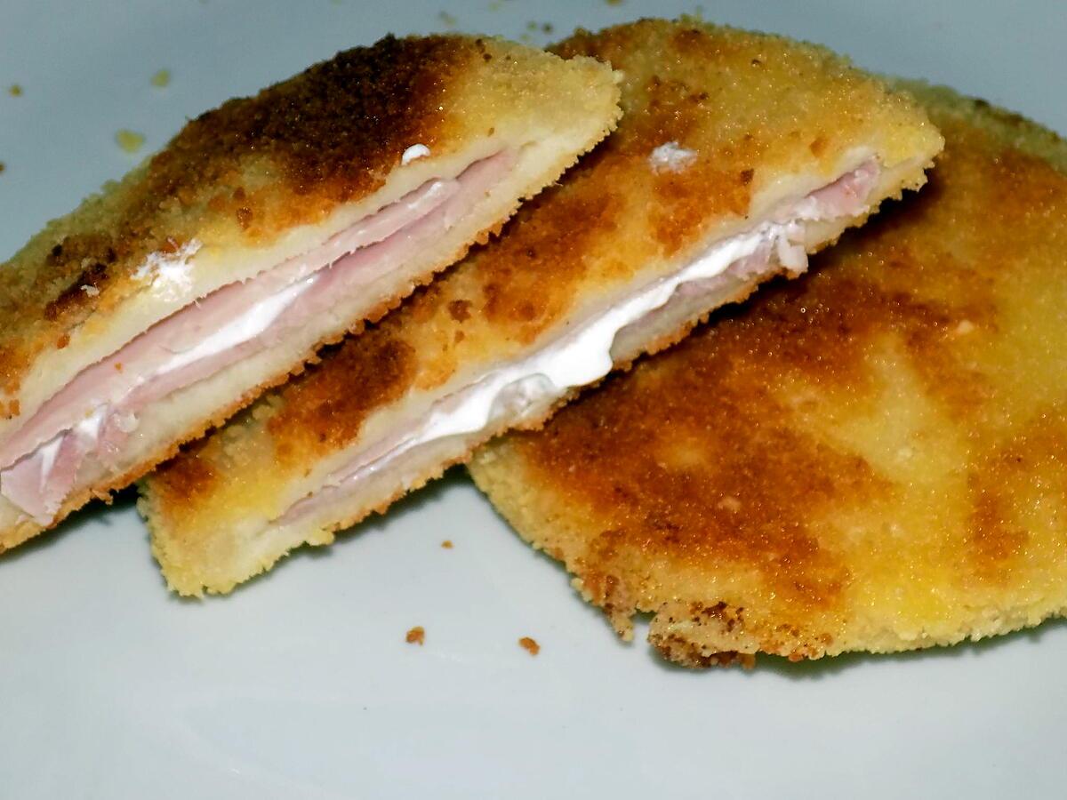 recette Croque pané jambon/chèvre frais