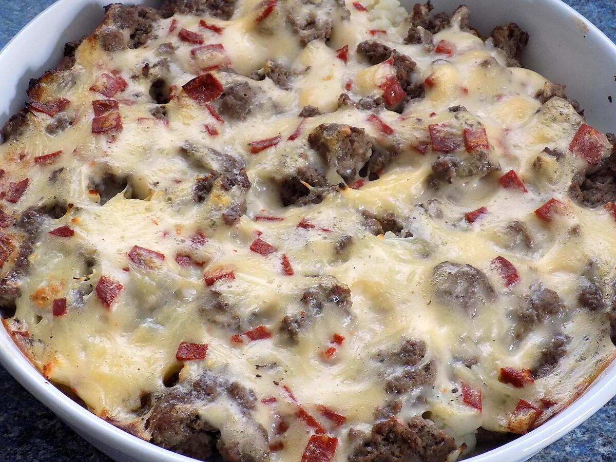 recette Gratin chou-fleur/boeuf et pepperoni (compatible dukan)