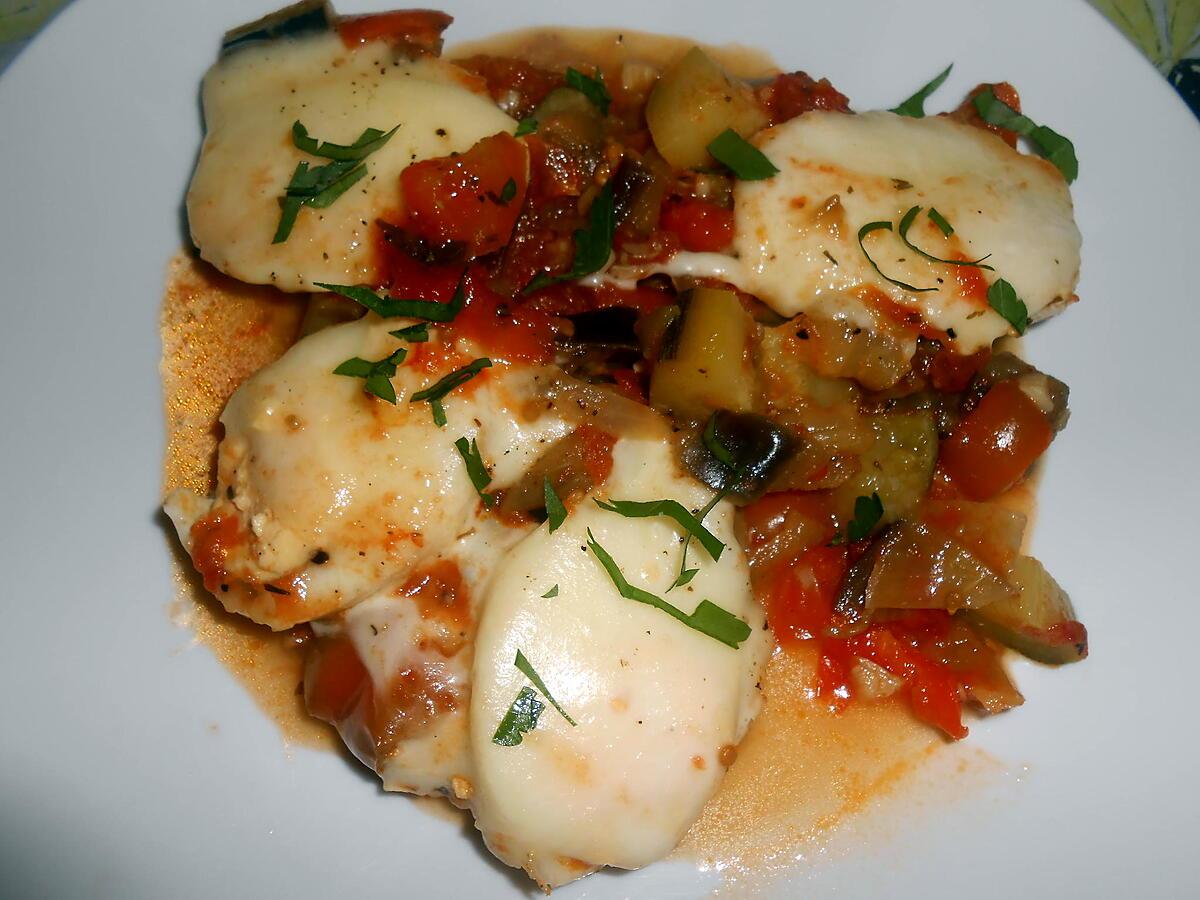 recette RATATOUILLE OEUFS DURS ET MOZZARELLA