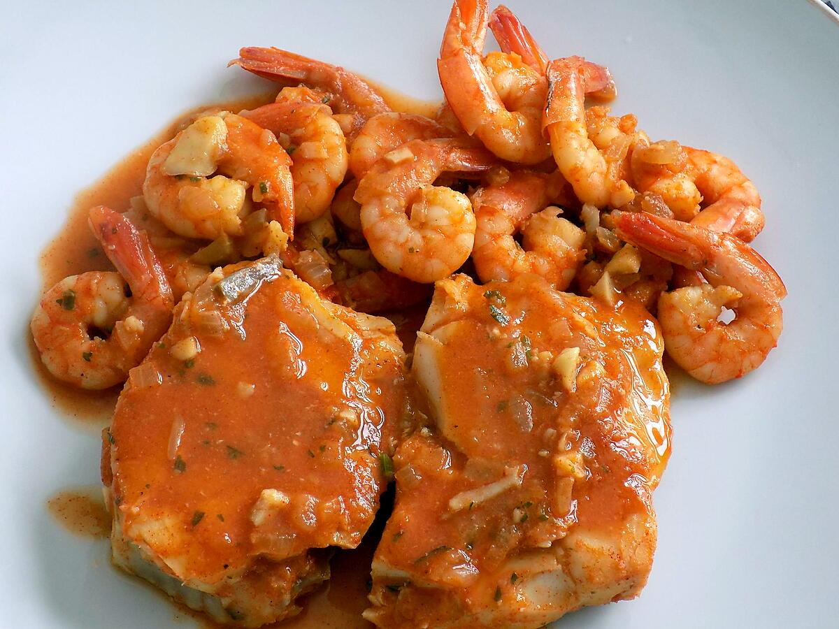 recette Crevettes et cabillaud à la diable (compatible dukan)