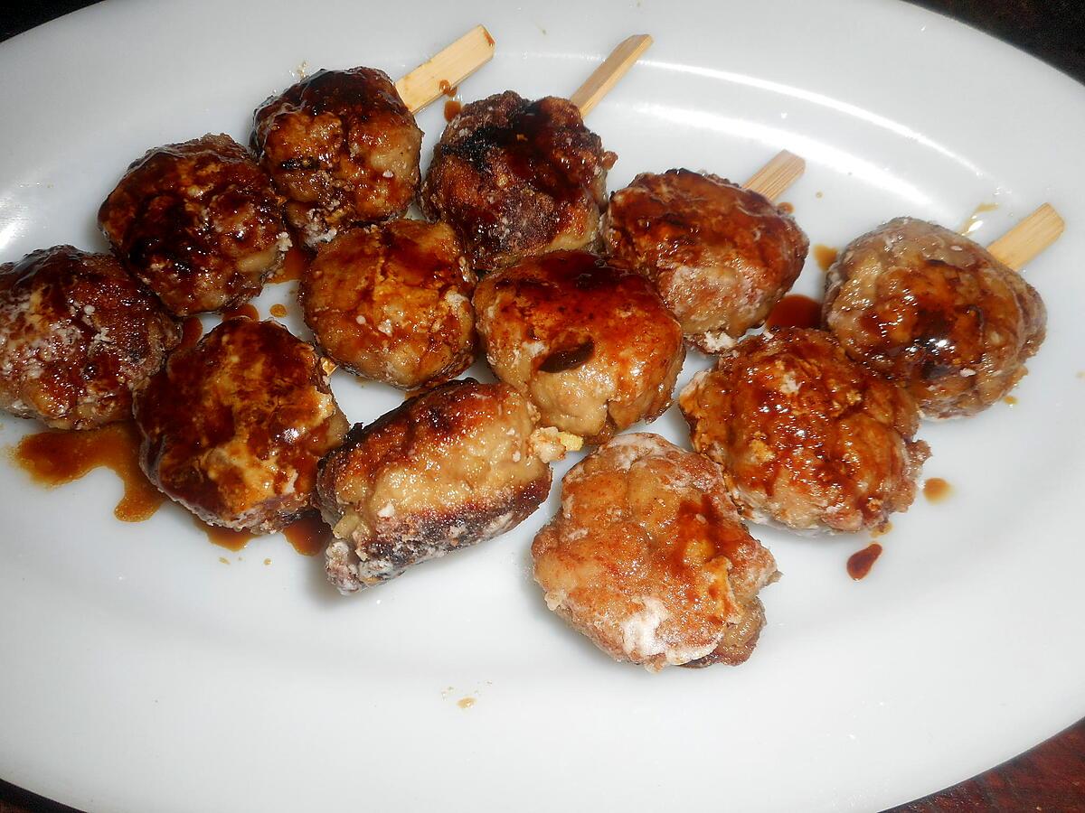 recette Brochettes de boulettes de poulet (tsukune)