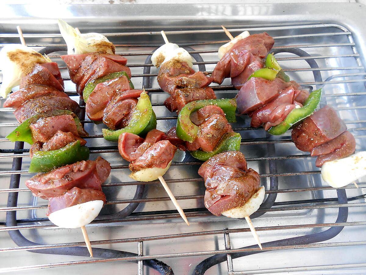 recette BROCHETTES DE FOIE DE VEAU ET ROGNONS DE PORC