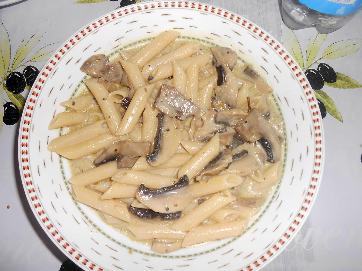 recette PENNE AUX CHAMPIGNONS SAUCE COLOMBO