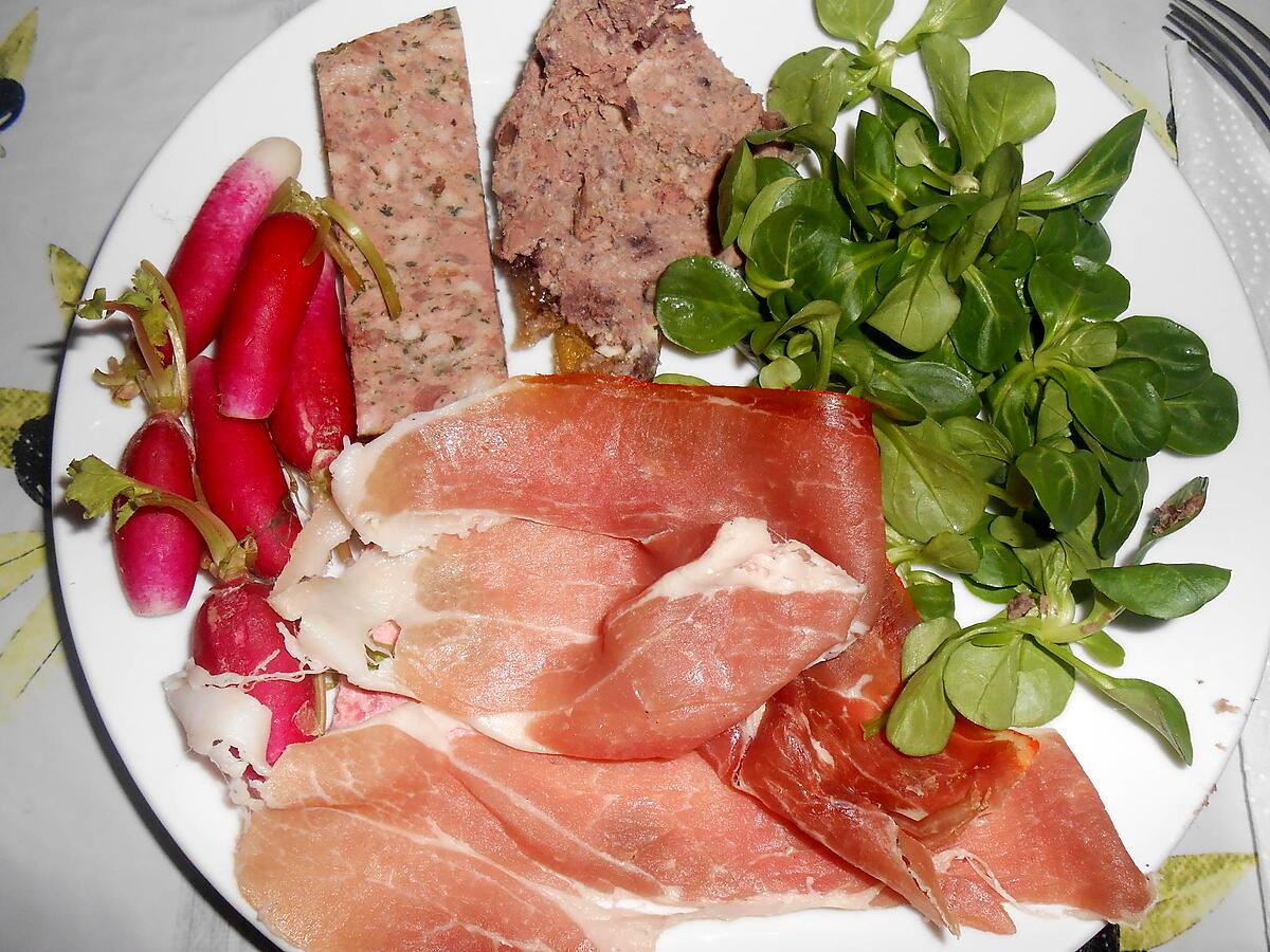 recette UNE AUTRE PETITE ASSIETTE DE CHARCUTERIE CORSE