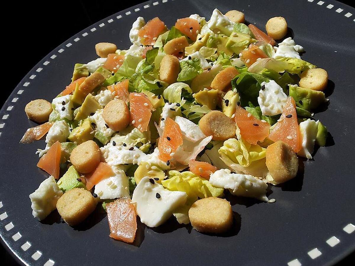 recette Salade du soir au saumon-avocat et mozzarella