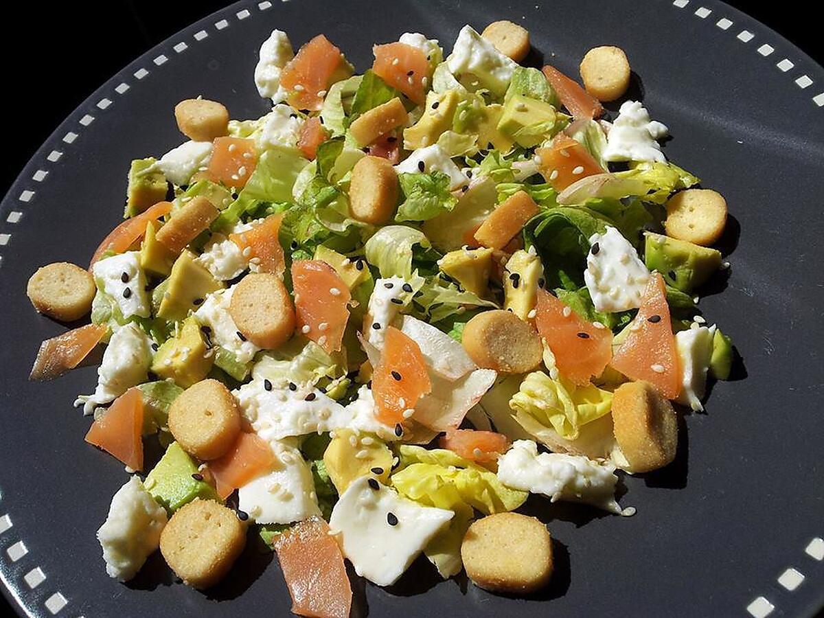 recette Salade du soir au saumon-avocat et mozzarella