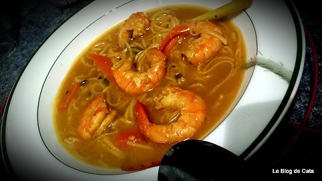 recette Soupe thaïe au citron et aux crevettes