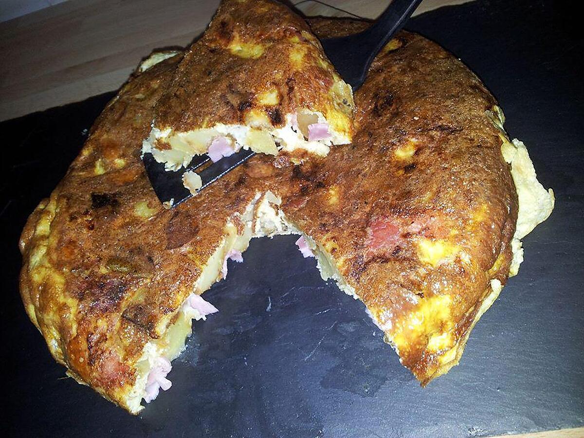 recette Tortilla de pommes de terre au jambon-mozzarella