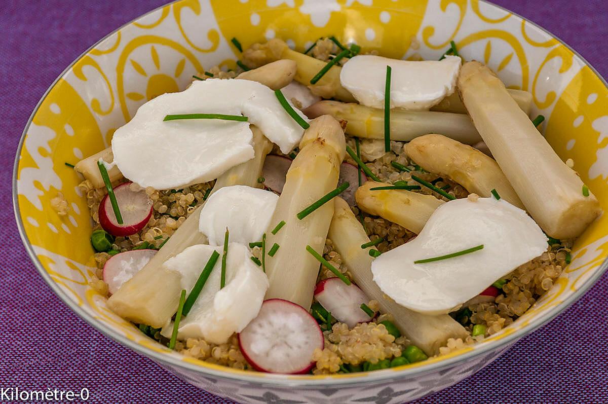 recette Salade de quinoa aux asperges, radis et mozarella