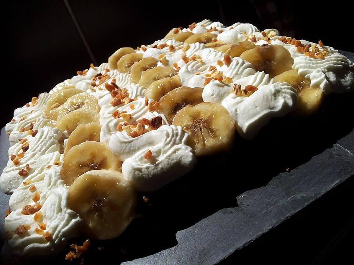 recette Tarte au bananes-chantilly sur pâte biscuité