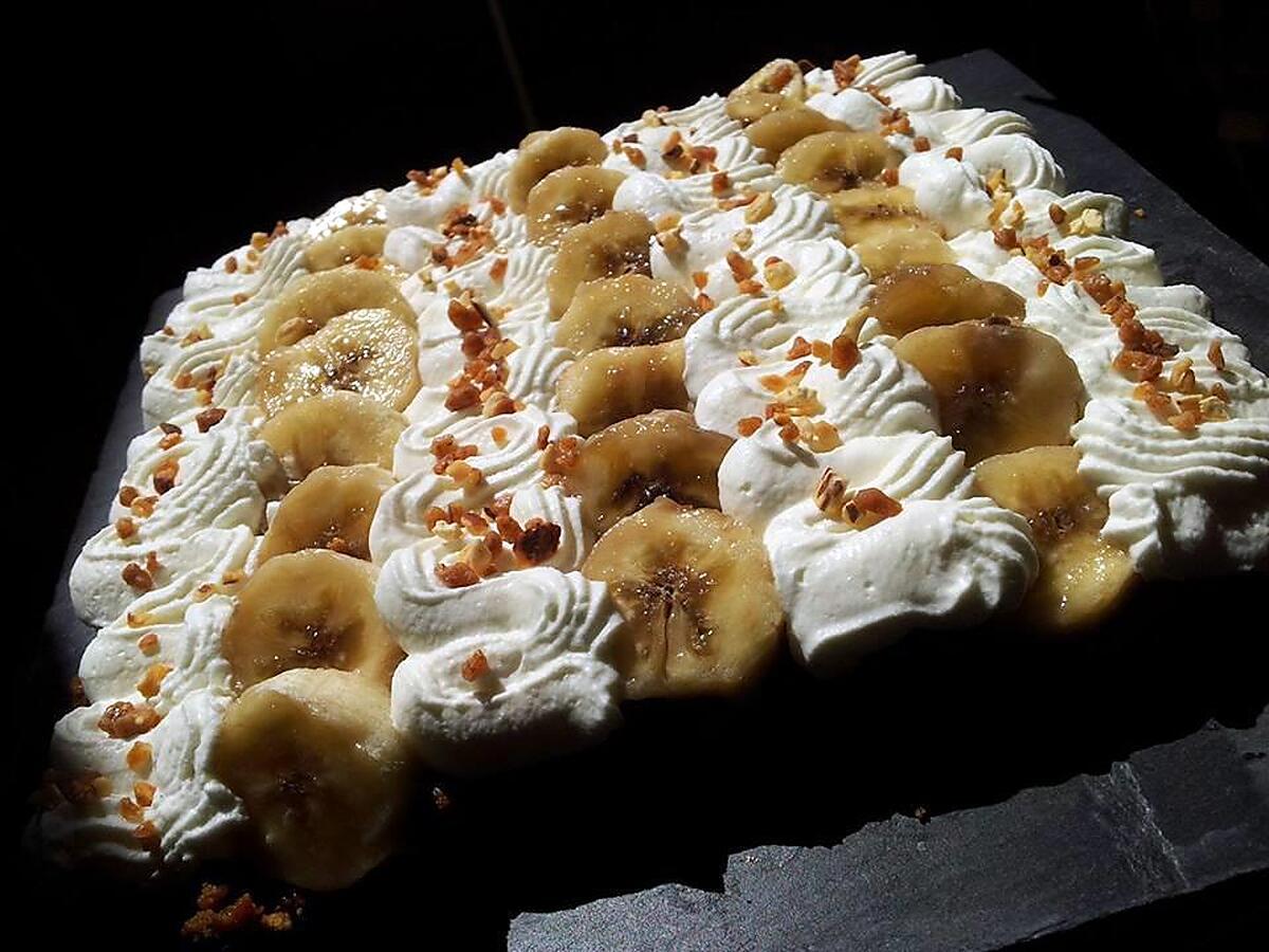 recette Tarte au bananes-chantilly sur pâte biscuité