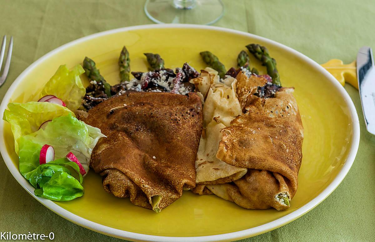 recette Crêpes salées aux asperges et aux cèpes