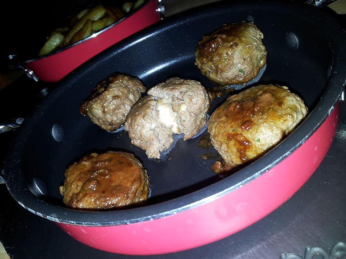 recette Boulettes de Boeuf farcie à la mozzarella rôti au miel