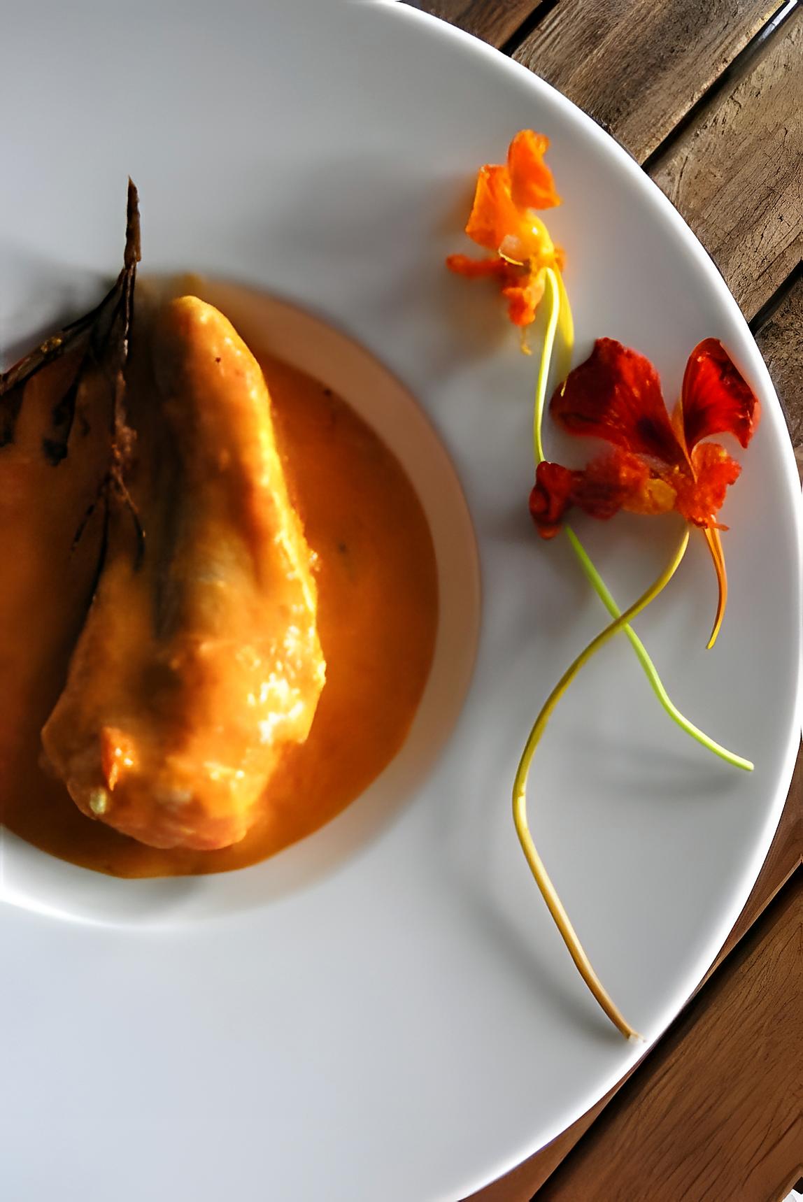 recette Queue de lotte à la sauce cognac et fleur de capucine