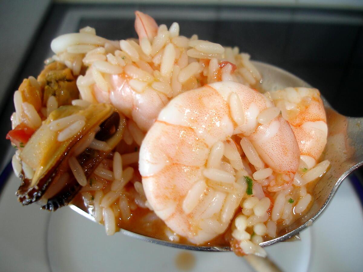 recette Arroz de Marisco (riz tomates et fruits de mer)