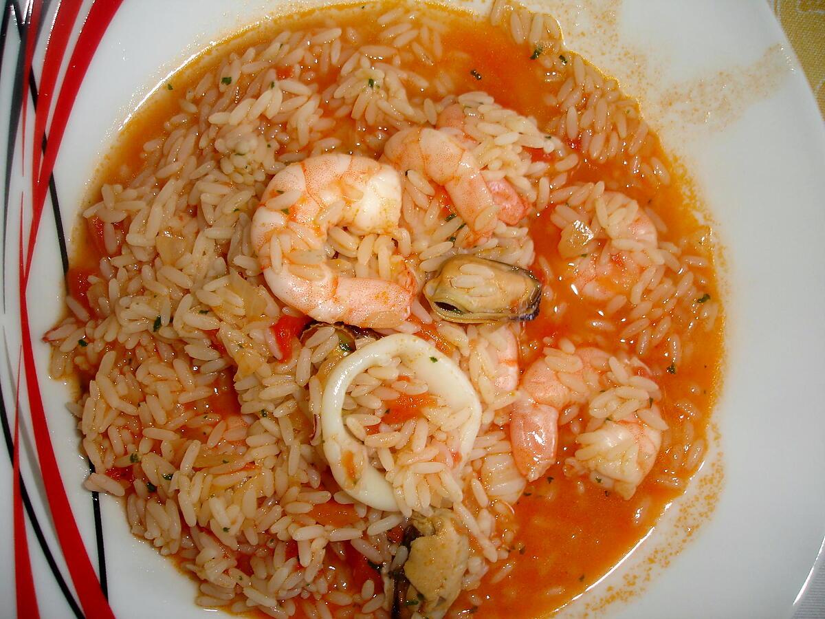 recette Arroz de Marisco (riz tomates et fruits de mer)