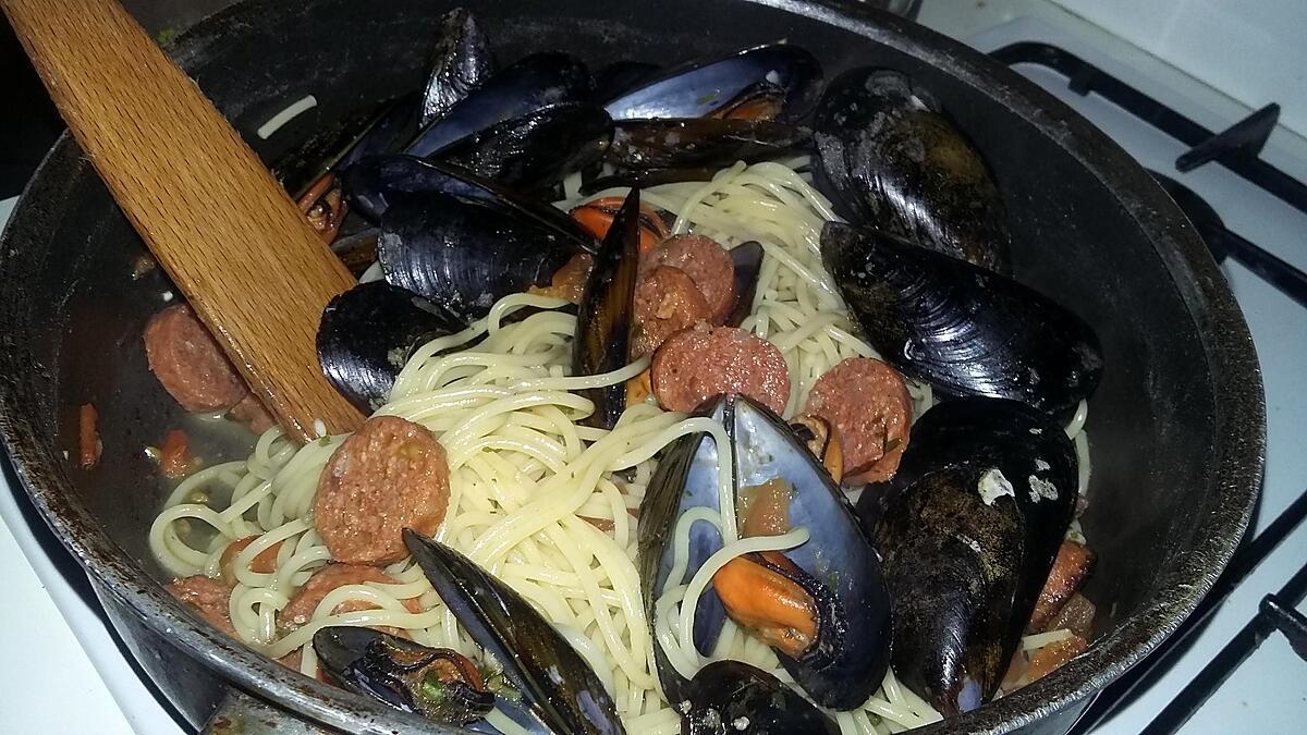 recette Spaghettis au moules et au chorizo