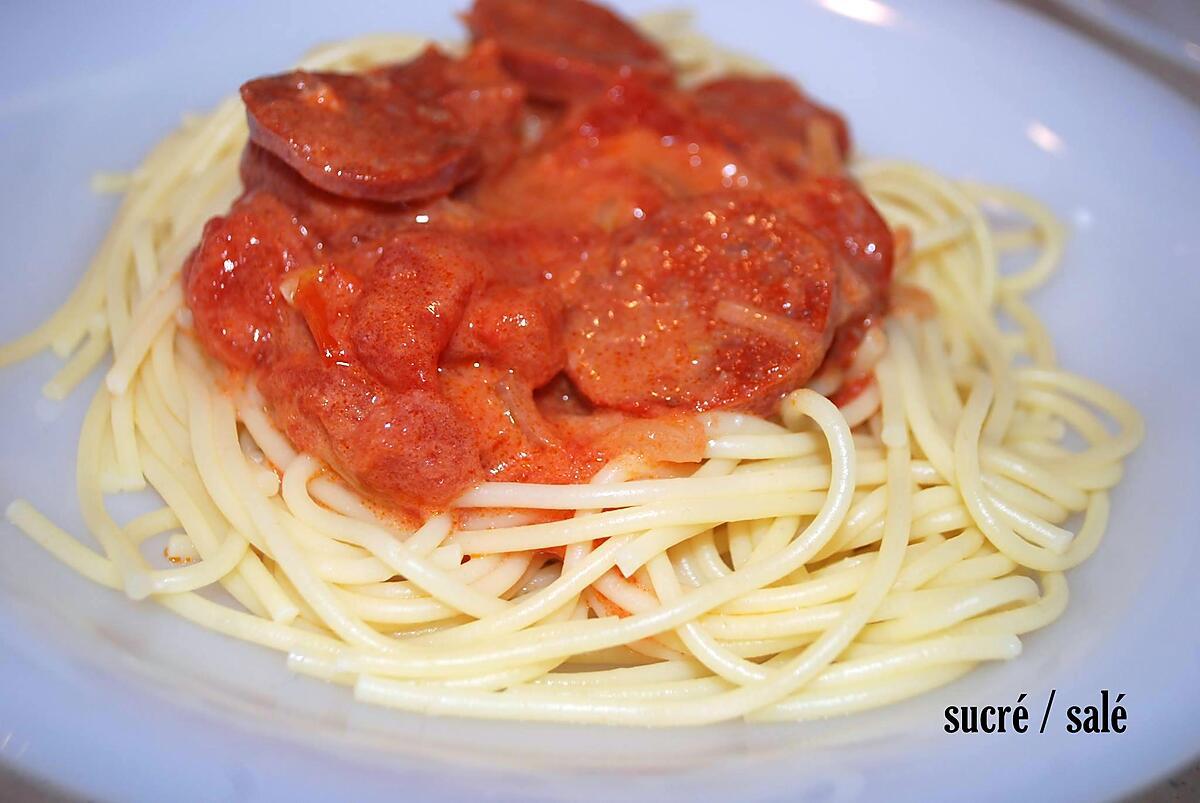 recette Spaghettis au chorizo