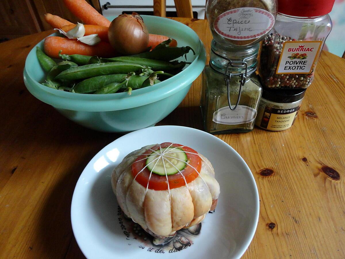 recette cuisse de poulet farci et c est legumes printanier