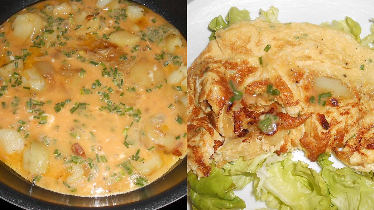 recette OMELETTE POMME DE TERRE LARDONS OIGNON