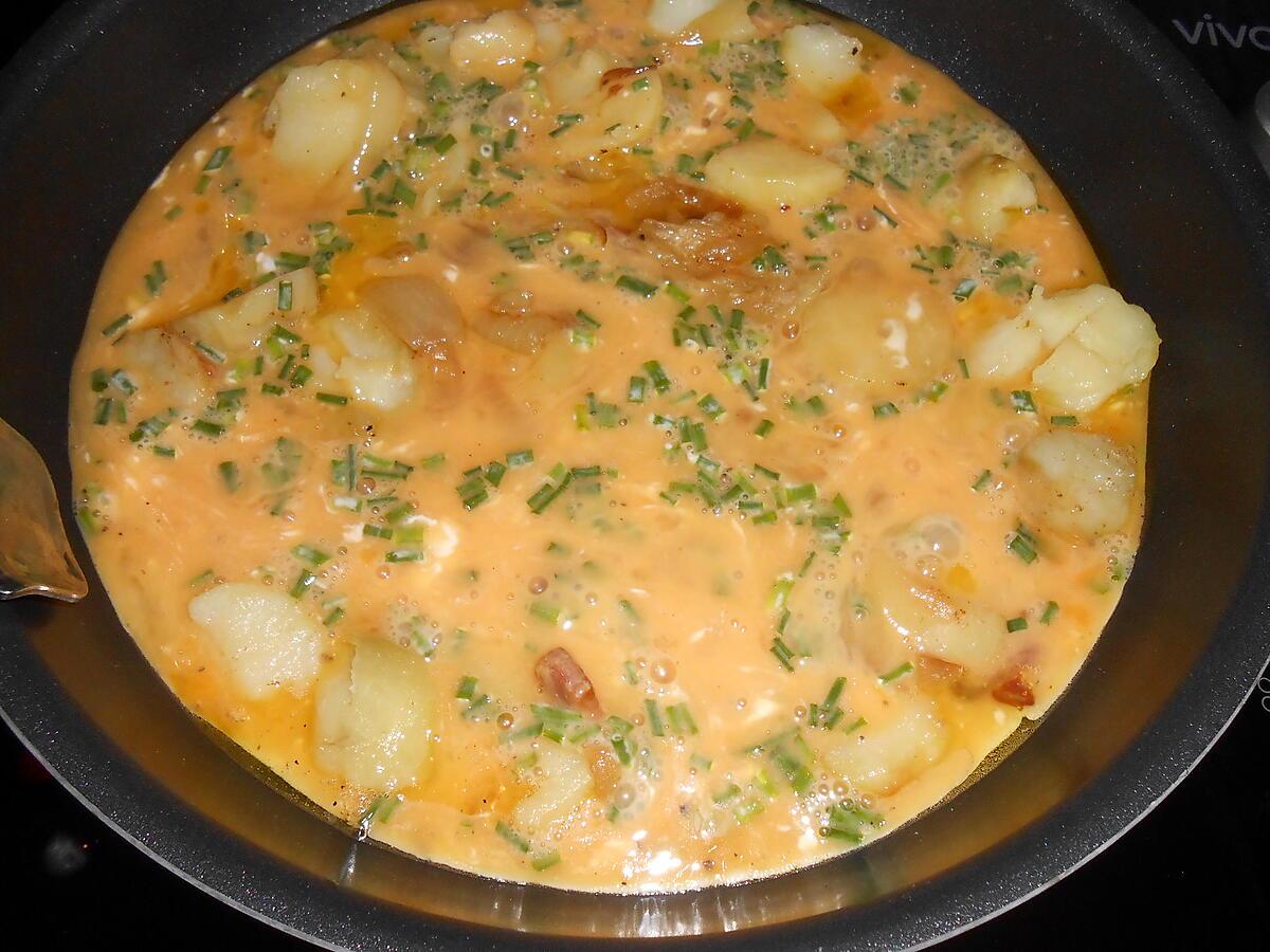 recette OMELETTE POMME DE TERRE LARDONS OIGNON