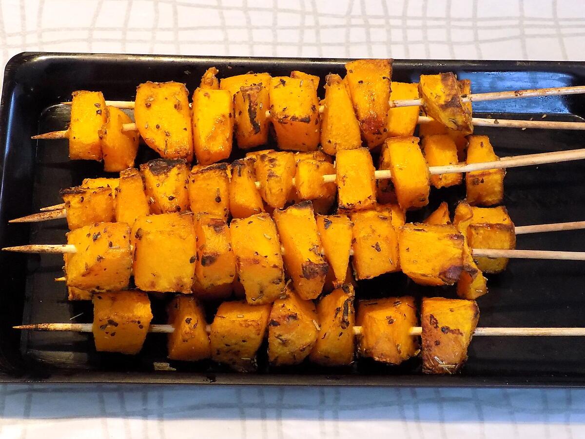 recette Brochettes de courge butternut