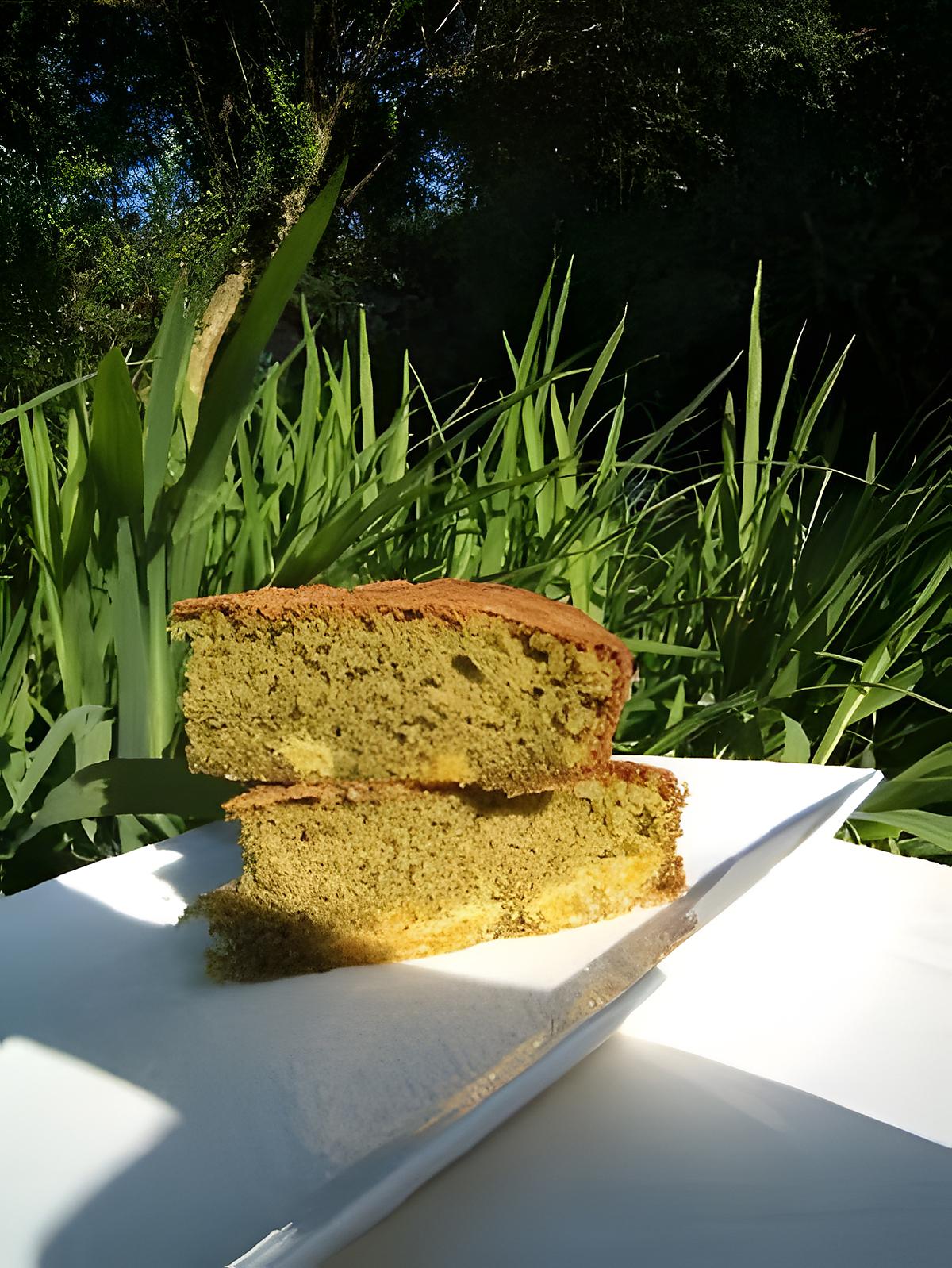 recette Cake Matcha/abricot/huile de sésame