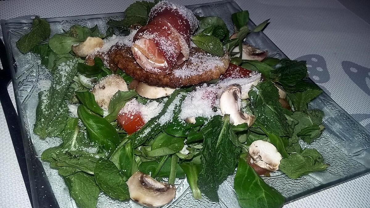 recette Salade italienne et son sablè au parmesan et son involtini