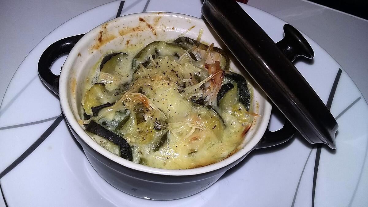 recette Petit gratin de fondue de courgette au jambon