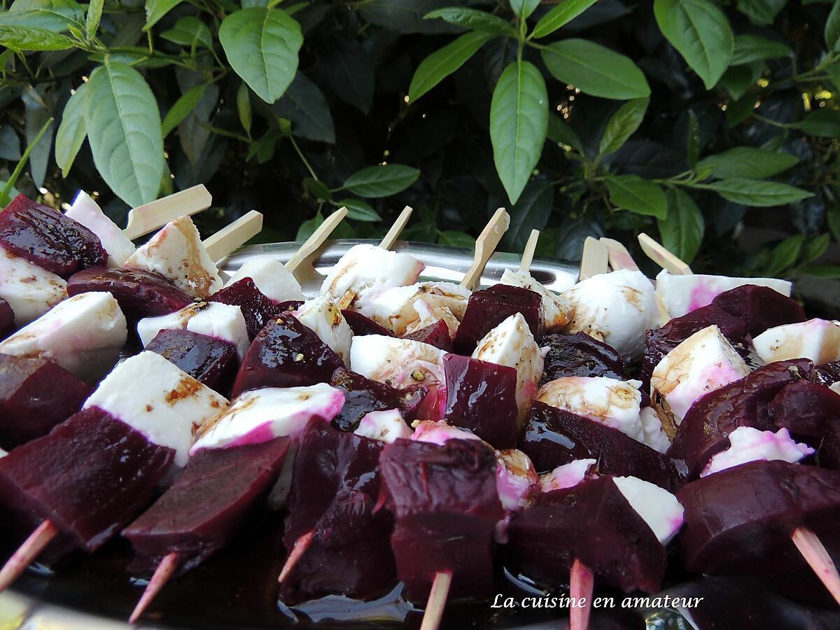 recette Brochettes de betteraves et mozzarella