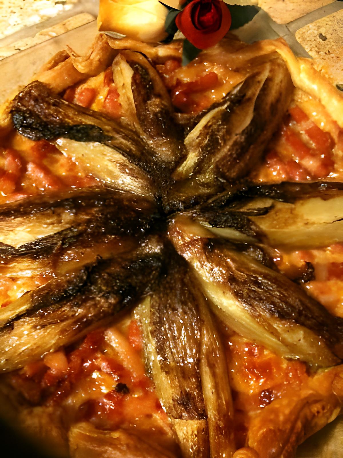 recette TARTE  AUX  LARDONS  ET  ENDIVES  CARAMELISEES