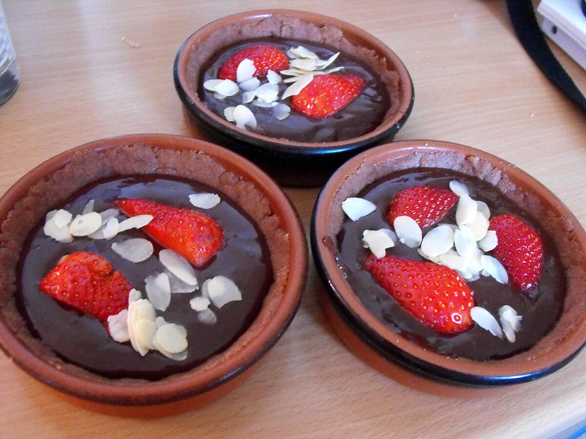 recette TARTELETTES AUX 2 CHOCOLATS ET FRAISES