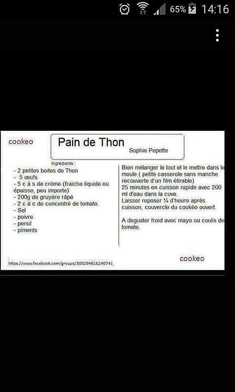 recette PAIN AU THON au COOKEO