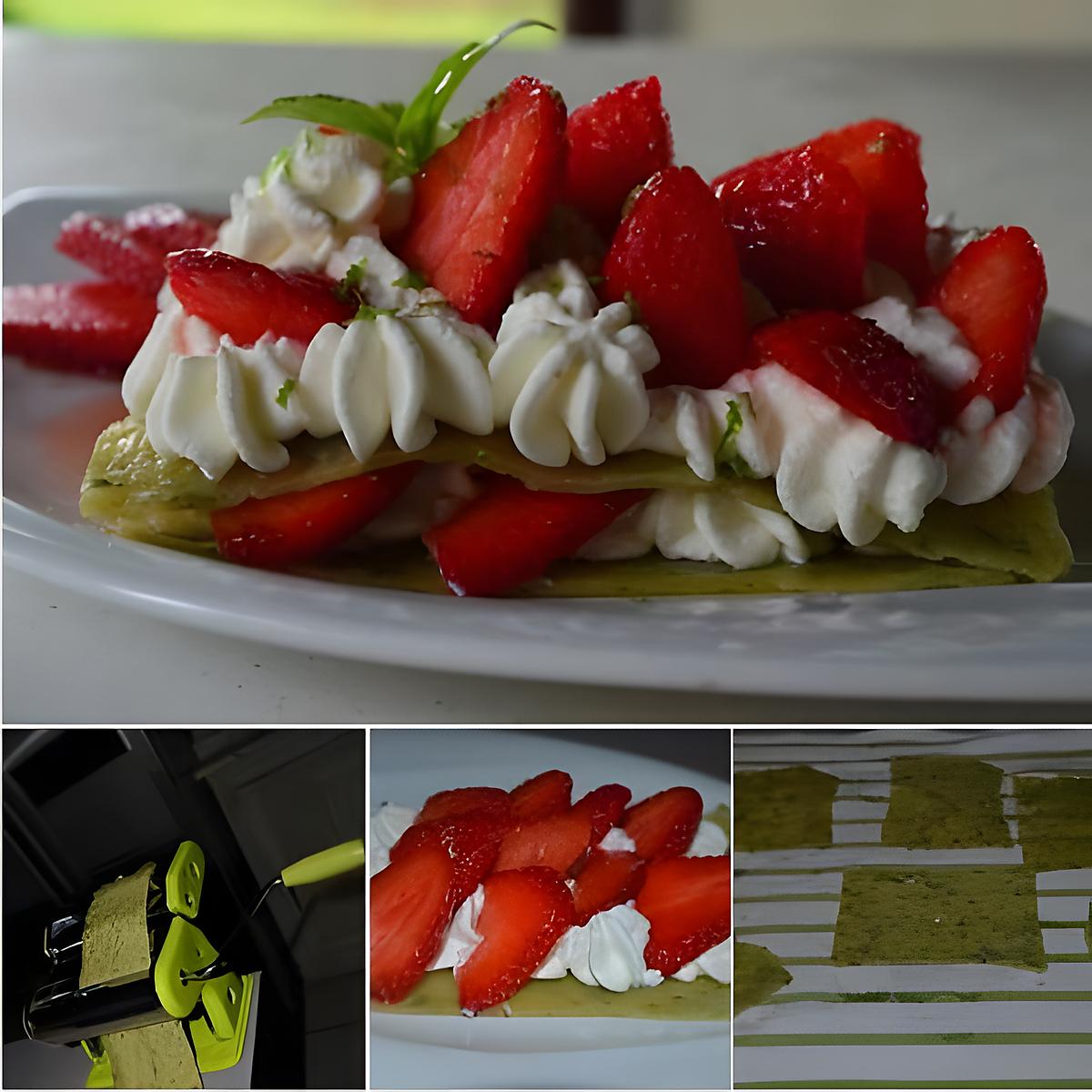 recette LASAGNES SUCREES AU BASILIC, FRAISES ET CITRON VERT