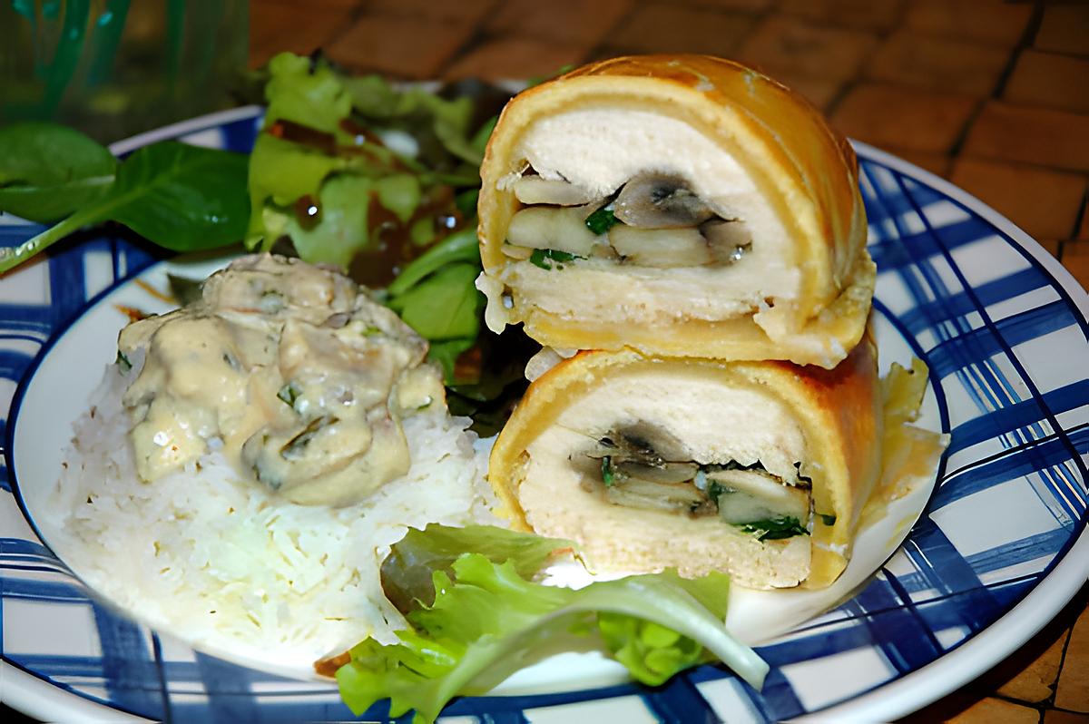 recette Feuilleté de poulet sur son lit de jeunes pousses