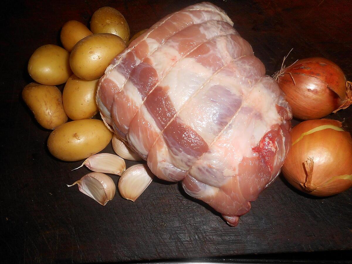 recette Roti de porc aux feves et pommes de terre