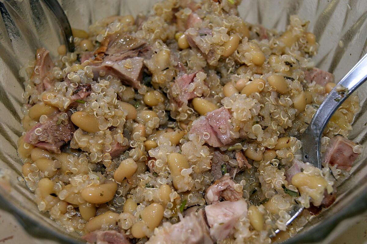 recette Salade de quinoa aux haricots blancs et au gigot d'agneau.