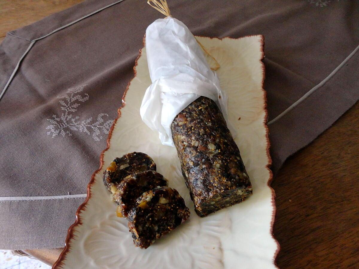 recette SAUCISSON  AUX FRUITS SECS POUR LES FROMAGES ET LE FOIE GRAS