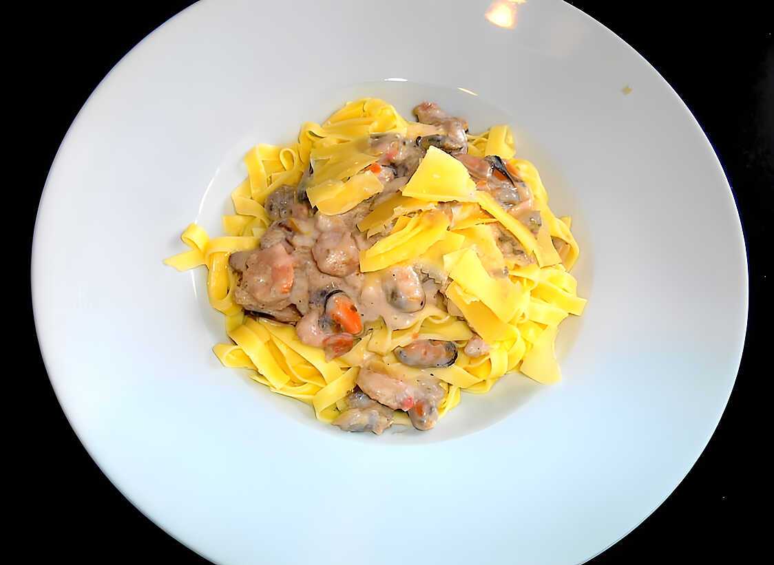 Recette de Pâtes aux fruits de mer et Porto