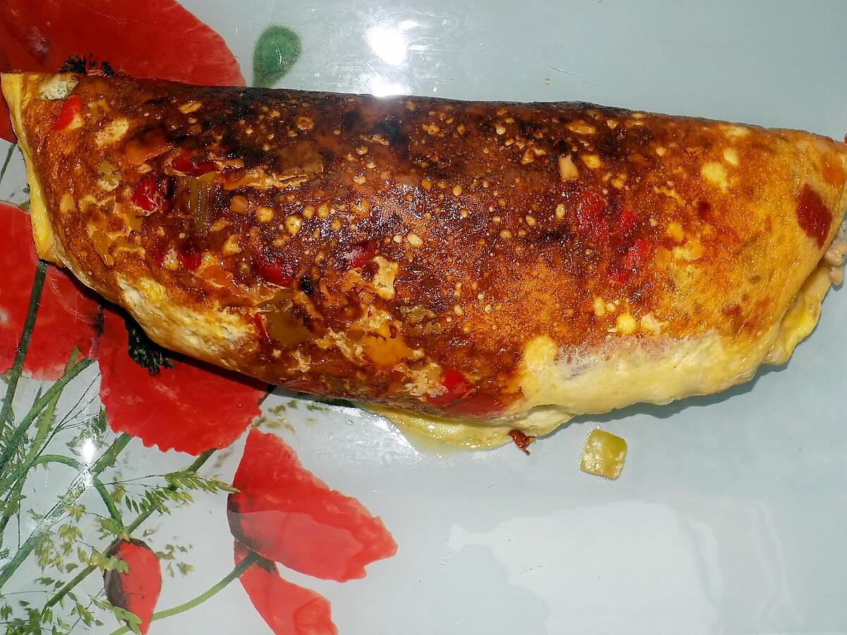 recette Omelette thon, poivrons et fromage