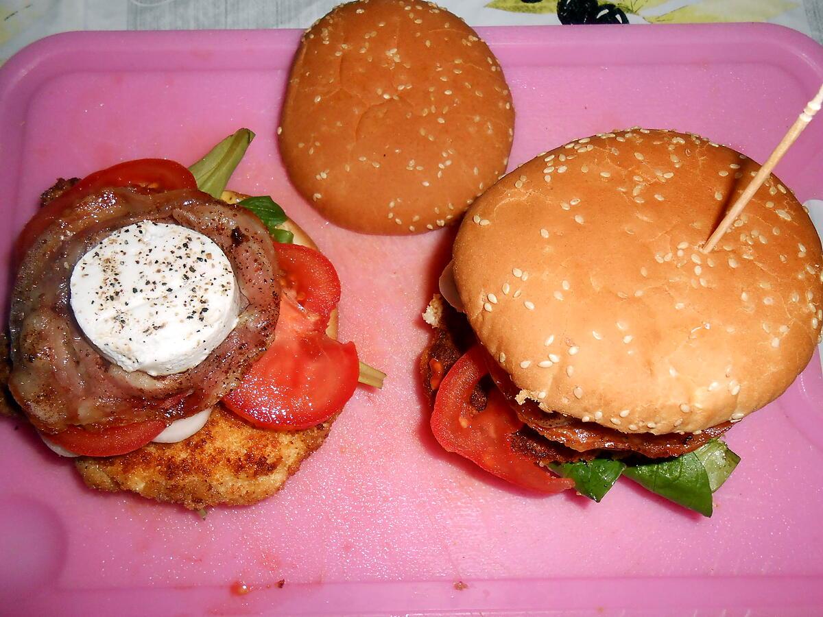 recette BURGER DE POULET PANCETTA ET CHEVRE