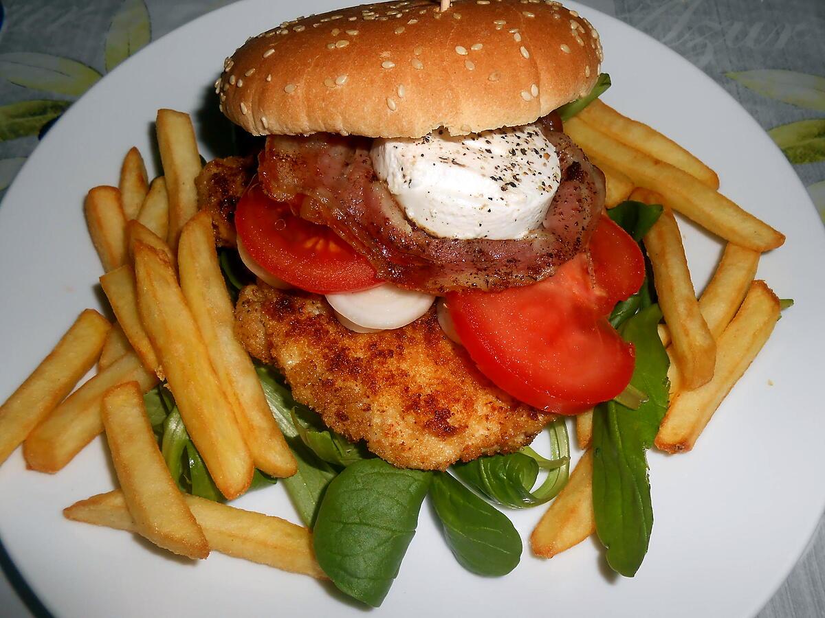 recette BURGER DE POULET PANCETTA ET CHEVRE