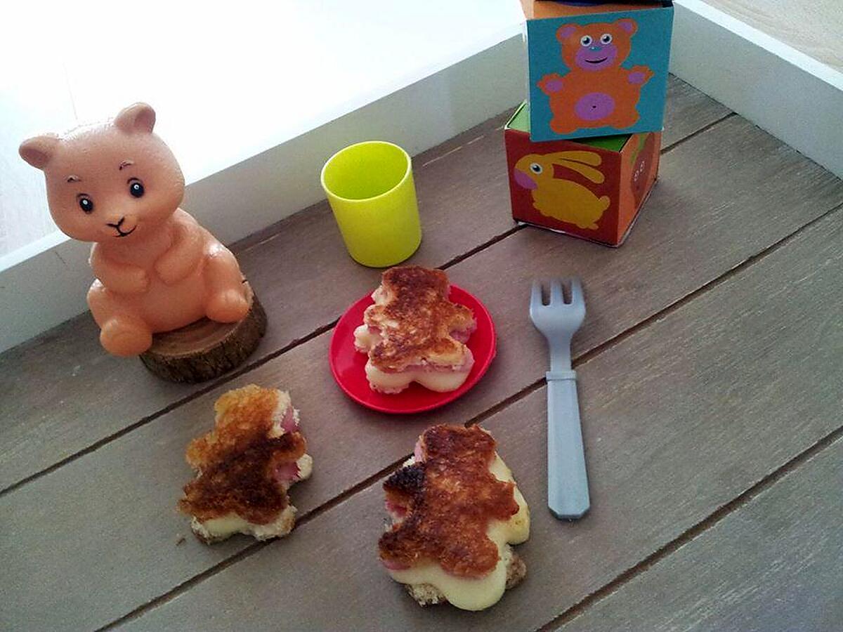 recette Mini croque Monsieur Nounours au jambon-babybel